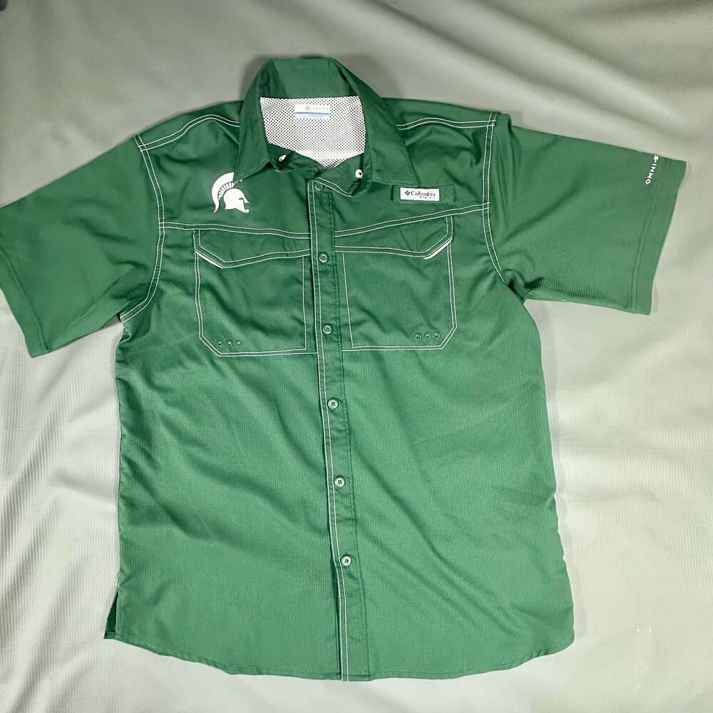 Columbia PFG Michigan State Spartans Fishing Shirt Size S